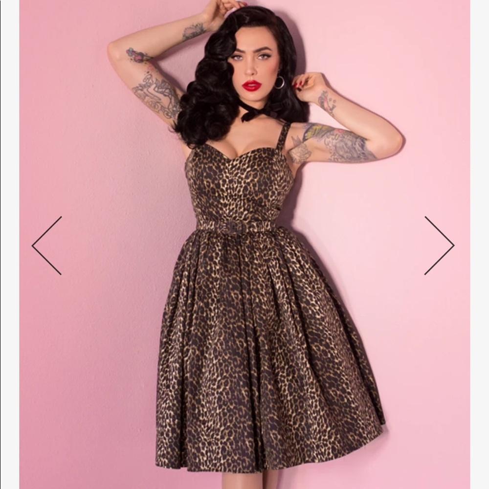 Vixen by Micheline Pitt Leopard Starlet Swing Dress XL